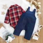 ODASIRA Baby Boy Clothes Infant Outfits Long Sleeve Plaid Bodysuit Romper + Jeans Overalls Jumpsuit Pants Sets - Image 3